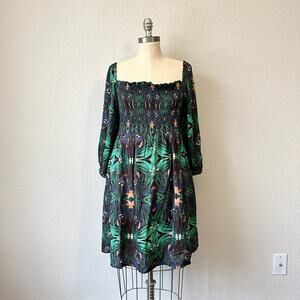 NOONDAY COLLECTION Camellia Mini Dress Floral Smocked Tie Back NWT